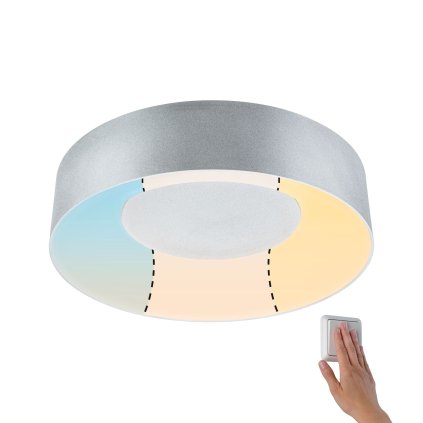 Paulmann Casca, koupelnové stropní svítidlo LED 16W White Switch, matný chrom, průměr 30cm, IP44