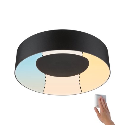 Paulmann Casca, koupelnové stropní svítidlo LED 16W White Switch, černá, průměr 30cm, IP44