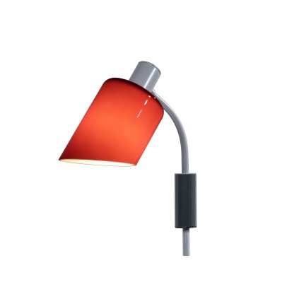 Nemo Lampe De Bureau, nástěnná lampa s červeným stínítkem, 1x20W E14, výška 29cm
