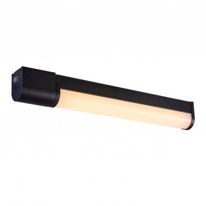 Nordlux Malaika 49, nástěnné svítidlo nad zrcadlo s vypínačem a zásuvkou LED 6W 3000K, černá, délka 49,4cm, IP44