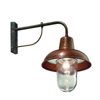Il Fanale Contrada, nástěnné svítidlo z mosazi, mědi a čirého o skla 1x15W E27, Ø 25,5cm, IP44