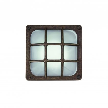 Il Fanale Marina, exteriérové nástěnné svítidlo s mřížkou z mosazi, 1x6W GX53, 14x14cm, IP64