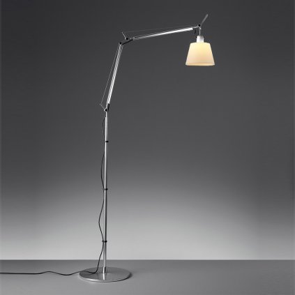 Artemide Tolomeo Basculante 180 Terra, stojací lampa s vypínačem, pergamenové stínítko, 1x46W E27, výška 103-170cm