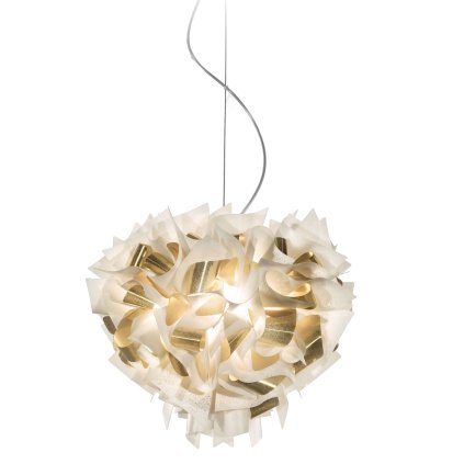 Slamp Veli Aurea Large, bílo-zlaté závěsné svítidlo s čirým kabelem, 4x12W E27, prům. 60cm