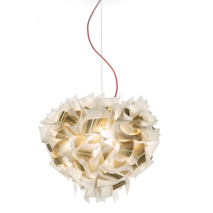 Slamp Veli Aurea Large, bílo-zlaté závěsné svítidlo s červeným kabelem, 4x12W E27, prům. 60cm