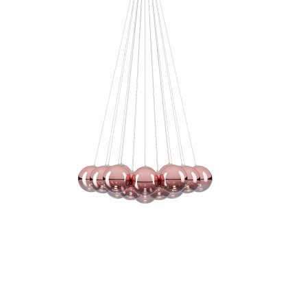 Lodes Random Cloud 19 ø23, závěsné svítidlo LED 19 x 5W 3000K, červeno-zlaté sklo, rozměr 115x103cm