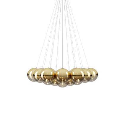 Lodes Random Cloud 19 ø28, závěsné svítidlo LED 19 x 5W 2700K, zlaté sklo, rozměr 145x125cm