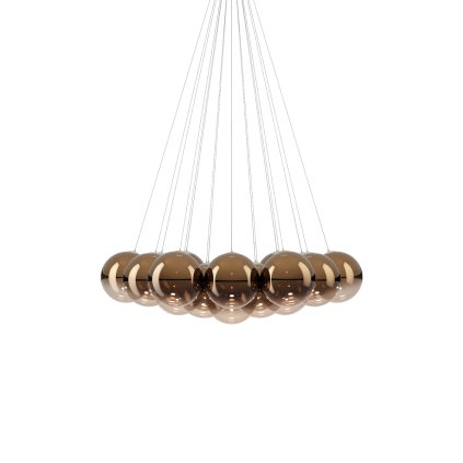 Lodes Random Cloud 19 ø28, závěsné svítidlo LED 19 x 5W 3000K, bronzové sklo, rozměr 145x125cm