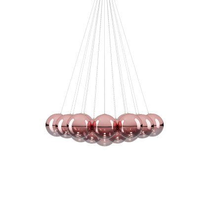 Lodes Random Cloud 19 ø28, závěsné svítidlo LED 19 x 5W 3000K, červeno-zlaté sklo, rozměr 145x125cm