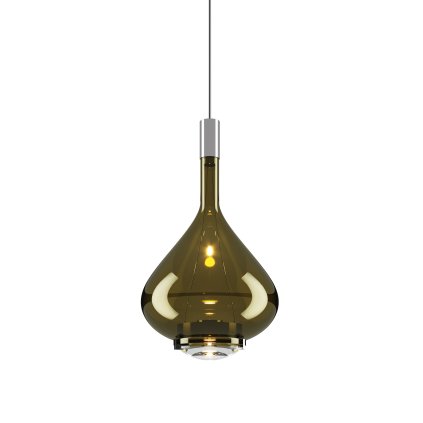 Lodes Sky-Fall Medium, závěsné svítidlo ze zelenozlatého skla, 14W LED 2700K dim, výška 38cm
