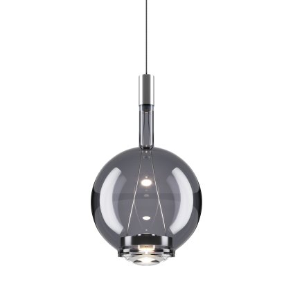 Lodes Sky-Fall Round Medium, závěsné svítidlo z kouřového skla, 14W LED 2700K dim, průměr 22,5cm