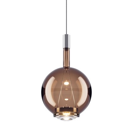 Lodes Sky-Fall Round Medium, závěsné svítidlo z bronzového skla, 14W LED 2700K dim, průměr 22,5cm