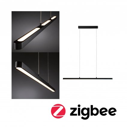 Paulmann Lento, Zigbee černé lineární závěsné svítidlo se svícením nahoru-dolu, 3x13,5W LED tunnable white, stmívatelné, délka 100cm