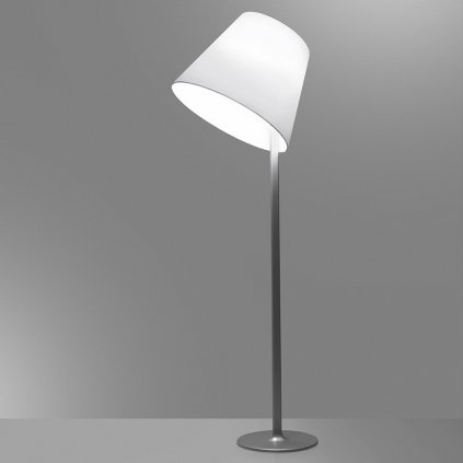 Artemide Melampo terra, designová stojací lampa ve stříbrné úpravě s textilním širmem, 2x52W E27, 137cm
