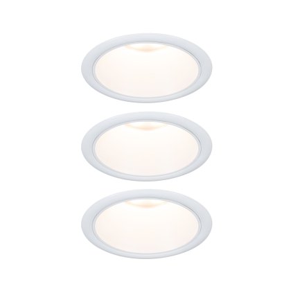 Paulmann Cole Coin, set bodovek v bílé úpravě, 3x6W LED 2700K tříkrokové stmívání, prům. 8,8cm, IP44