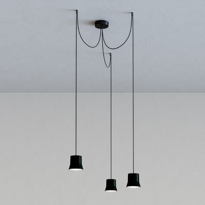 Artemide GIO.light cluster, černé designové svítidlo pavouk, 3x7,6W LED 3000K, prům. 10,7cm