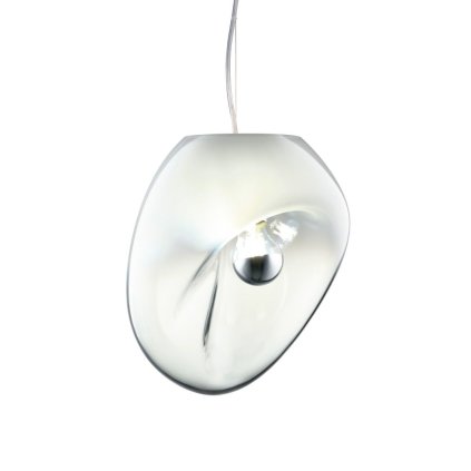 Leucos Lightbody S, závěsné svítidlo z bílého skla se stínováním, 1x max.10W LED E27, výška 28-33cm