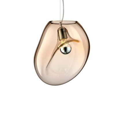 Leucos Lightbody S, závěsné svítidlo z růžového skla, 1x max.10W LED E27, výška 28-33cm