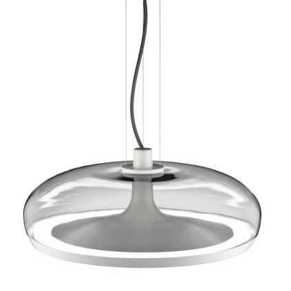 Leucos Aurelia S45 SS, závěsné svítidlo kouřové sklo/bílá, 11+14W LED 2700K stmívatelné, průměr 45cm