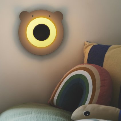 Nordlux Bruna Bear, nástěnné svítidlo medvídek s vypínačem 1xE14, hnědá, průměr 25cm
