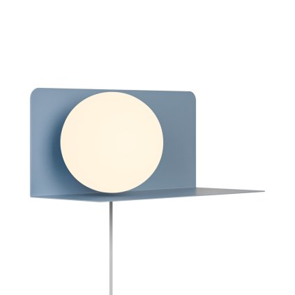 Nordlux Lilibeth, modrá nástěnná lampa s poličkou a vypínačem 1xE14, šířka 35cm