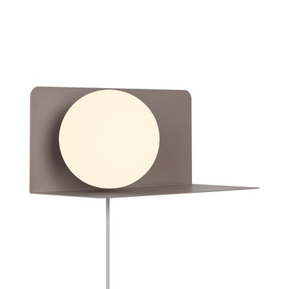 Nordlux Lilibeth, hnědá nástěnná lampa s poličkou a vypínačem 1xE14, šířka 35cm
