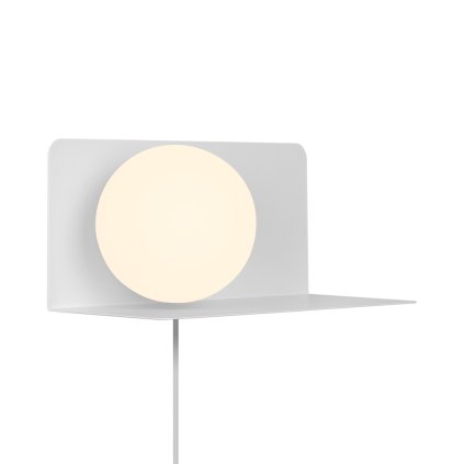 Nordlux Lilibeth, bílá nástěnná lampa s poličkou a vypínačem 1xE14, šířka 35cm
