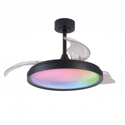 Mantra Siberia, rozvinovací ventilátor se svítidlem a dálk. ovladačem, LED 50W 3000-6500K+RGB, černá, průměr 51,5/106cm