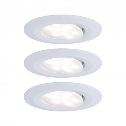 Paulmann Calla, set kulatých výklopných bodovek v matně bílé úpravě, 3x5,2W LED 4000K, stmívatelné, prům.9cm, IP65