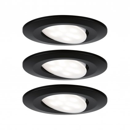Paulmann Calla, set kulatých výklopných bodovek v matně černé úpravě, 3x5,2W LED 4000K, stmívatelné, prům.9cm, IP65