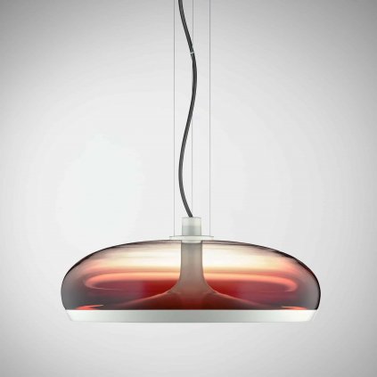 Leucos Aurelia S45 SS, závěsné svítidlo stínované burgunské sklo/bílá, 11+14W LED 2700K stmívatelné, průměr 45cm