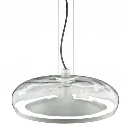 Leucos Aurelia S45 SS, závěsné svítidlo čiré sklo s vodním efektem/bílá, 11+14W LED 2700K stmívatelné, průměr 45cm