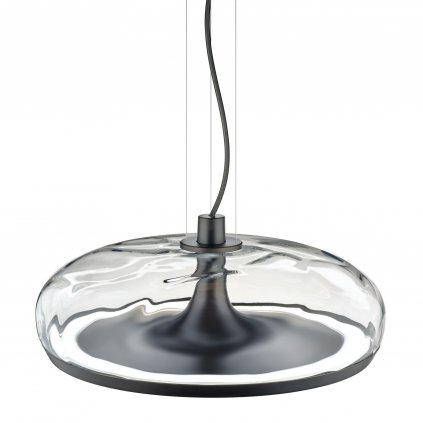 Leucos Aurelia S45 SS, závěsné svítidlo čiré sklo s vodním efektem/matná zbraňová ocel, 11+14W LED 2700K stmívatelné, průměr 45cm