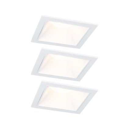 Paulmann Cole Coin, set bodovek v bílé úpravě, 3x6W LED 2700K tříkrokové stmívání, 8,8x8,8cm, IP44