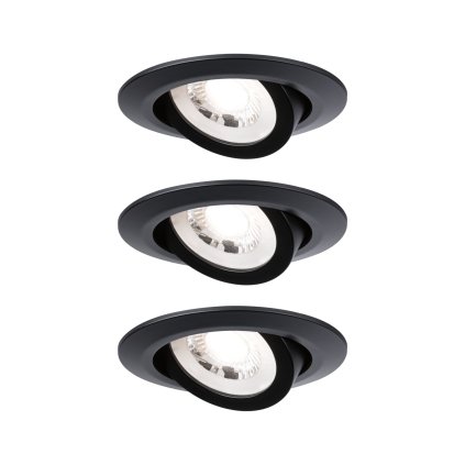Paulmann matně černé bodovky, 3x4,8W LED 3000K, Ø 8,2cm