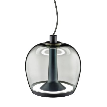 Leucos Aurelia S22 SS, závěsné svítidlo kouřové sklo/zbraňová ocel, 11+5W LED 2700K stmívatelné, průměr 22,5cm