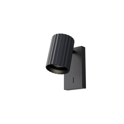 Redo Delphi, černé nástěnné svítidlo s vypínačem, 1x7W GU10, ø7cm, výška 13,1cm