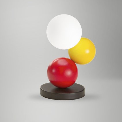 Fabas Micky, dotyková stolní lampa černý kov/dřevo/bílé sklo, 1x20W G9, výška 23,5cm