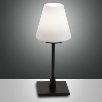 Fabas Lucy, dotyková stolní lampa černá/bílé sklo, 1x20W G9, výška 25cm