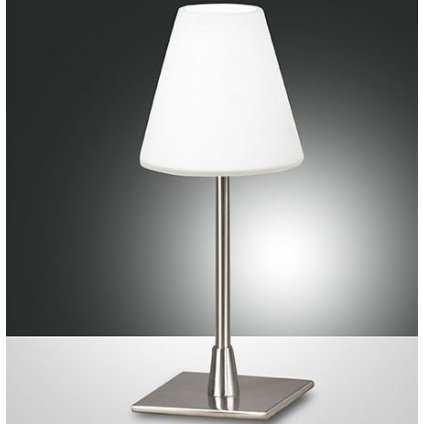 Fabas Lucy, dotyková stolní lampa nikl/bílé sklo, 1x20W G9, výška 25cm