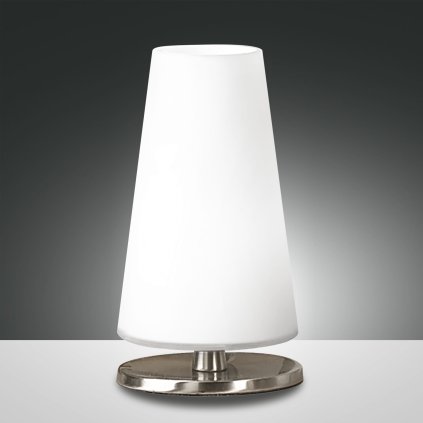 Fabas Milady, dotyková stolní lampa nikl/bílé sklo, 1x33W G9, výška 20cm
