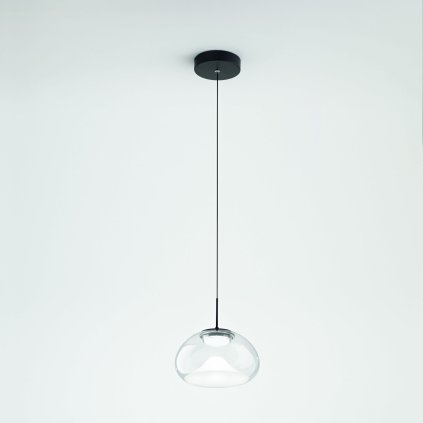 Fabas Brena, závěsné svítidlo z čirého skla, 1x10W LED 2700/3000/4000K krokové stmívání, prům. 22cm