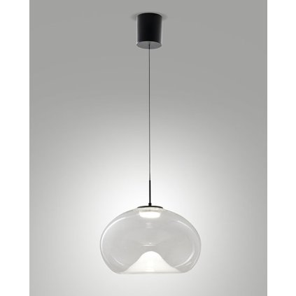 Fabas Brena, závěsné svítidlo z čirého skla, 1x14W LED 2700/3000/4000K krokové stmívání, prům. 33cm