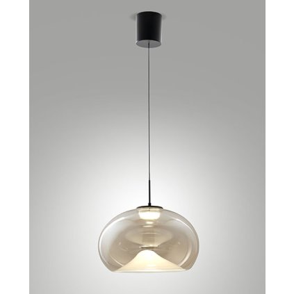 Fabas Brena, závěsné svítidlo z jantarového skla, 1x14W LED 2700/3000/4000K krokové stmívání, prům. 33cm