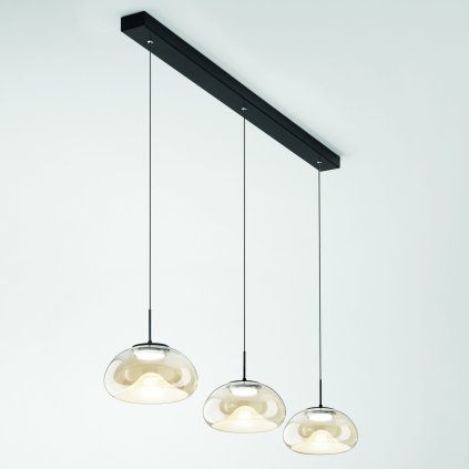 Fabas Brena, závěsné svítidlo z jantarového skla, 3x10W LED 2700/3000/4000K krokové stmívání, délka 105cm