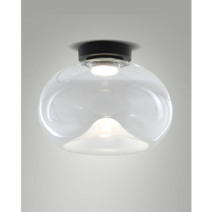Fabas Brena, stropní svítidlo z čirého skla, 1x19W LED 2700/3000/4000K krokové stmívání, prům. 33cm