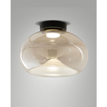 Fabas Brena, stropní svítidlo z jantarového skla, 1x19W LED 2700/3000/4000K krokové stmívání, prům. 33cm