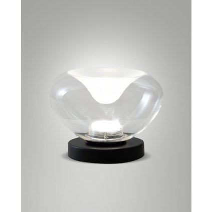 Fabas Brena, stolní lampa z čirého skla, 1x11W LED 2700/3000/4000K dotykové stmívání, prům. 22cm