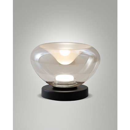 Fabas Brena, stolní lampa z jantarového skla, 1x11W LED 2700/3000/4000K dotykové stmívání, prům. 22cm