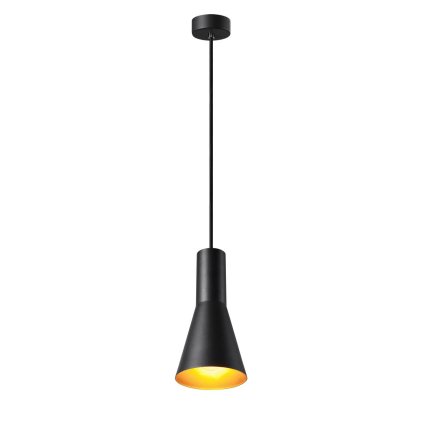 SLV Phelia 130, kónické závěsné svítidlo 1xE27, černá/zlatá, průměr 13cm